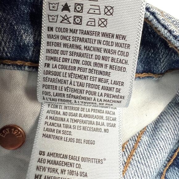 American Eagle Jean Skirt Hi-Rise Festival Mini Light Wash Denim Lace Women's 0 - Picture 10 of 12